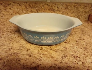 Pyrex BLUE TULIP #043 1,5 qt piatto casseruola senza coperchio USA raro 1965 promozionale - Foto 1 di 9