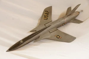 Rare Vtg Republic F-105 Thunderchief Solid Aluminum Toppings Model missing stand - Picture 1 of 11