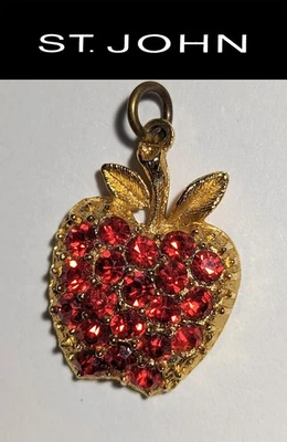 St John вязаные золотистый рубин красный кристалл яблоко в форме молнии тянуть/кулон - Изображение 1 из 2