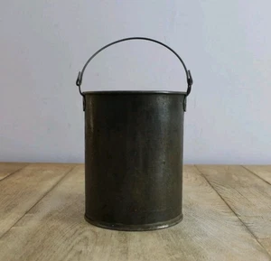 Antique Metal Planter Plant Pot Indoor Vintage Tin Jardiniere Bucket Medium - Picture 1 of 9