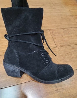 Latigo Anthropologie Lace Up Cowgirl Boots Black Leather Women’s Sz 7.5 Western  - Imagem 1 de 4