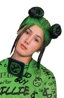 Billie Eilish Double Bun Adult Wig (Green) Standard - Image 1 of 2