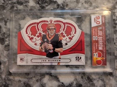#D /199 Joe Burrow 2020 #CR1 Chronicles Crown Royale Card Rookie RC RED HGA 9 - Image 1 of 4