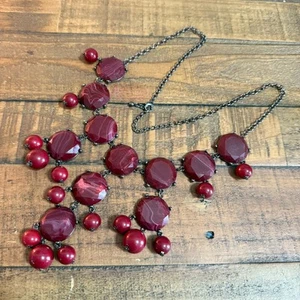 Boho James Stein Grobe Latz Halskette mit kaskadierendem Granat facettierte Steine - Bild 1 von 10