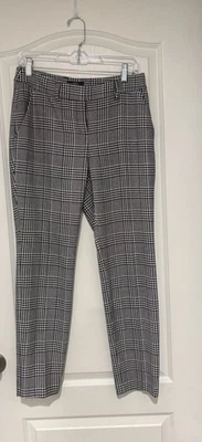 Tahari Negro Blanco Pata de Gallo Cuadros Pierna Cónica Tobillo Pantalones de Carrera 6 Foto 1 de 4