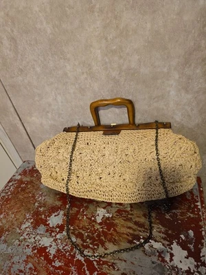 Cartera con marco de madera Patricia Nash Carmen ganchillo natural Foto 1 de 4