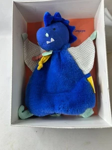 Doudou et Compagnie Calinosaure Plush Dinosaur Toy Baby Lovey Cobalt Blue - Picture 1 of 6