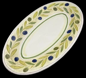 Retired Crate & Barrel Lucia Olive Serving Platter Olives & Leaves 17.5” Italy - Picture 1 of 6