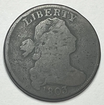 1803 Draped Bust Large Cent - Nice Copper Penny; Clear Date; No Corrosion; U013 - Image 1 of 2