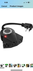Outdoor Light Timer Waterproof, 24 Hours Plug in Timer with 2, 4, 6 or 8 Hours - Picture 1 of 4