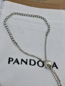 Pandora Sterling Silver Sparkling Tennis Slider Bracelet- With Pandora Packaging - Picture 1 of 10