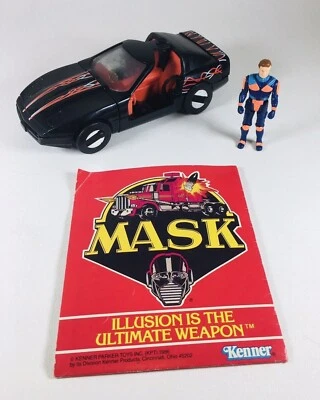 Kenner M.A.S.K. 1986 vintage Corvette negro Raven con quemaduras Calhoun y folleto  Foto 1 de 4