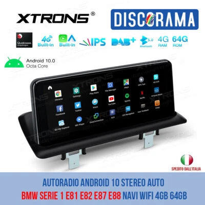 AUTORADIO ANDROID 10 STEREO AUTO BMW SERIE 1 E81 E82 E87 E88 NAVI WIFI 4GB 64GB - Immagine 1 di 4