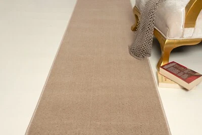 Slip Skid Resistant Hallway Runner Rug, Solid Ivory Color, Sold-Priced Per Foot - Image 1 of 4