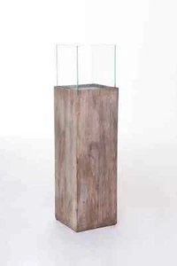 TH Windlichtsäule Kerzenhalter Windlicht 113 cm hoch, Holz Altholz - Bild 1 von 1