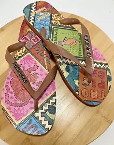 HAVAIANAS Farm Women's Colorful Flip Flop Thong Sandals TROPICOOL SZ 11/12 - Picture 1 of 7