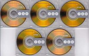 Set of 5 TDK Gold 74 min Minidiscs quick ship from USA - Picture 1 of 4