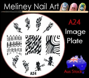 A24 Stamping Nail Art Image Plate Design Round XL Stencil metal - Picture 1 of 1