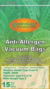 15 Kenmore 50688 and 50690, Panasonic Type U-2 Vacuum Bags, Allergen and HEPA Fi - Picture 1 of 1