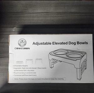 Elevated Dog Bowls 3 Adjustable Heights Raised Dog Food Water Bowl for Pet Dogs - Picture 1 of 1