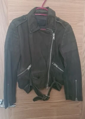 All Saints Suede Jacket Dark Brown Size 6 with Buckle  - Image 1 of 3