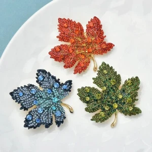 Autumn Leaf Nature Rhinestone Brooch - Bild 1 von 7