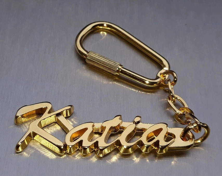 HIERZEGGER Elegant Keychain Katia Real Gold Plated Name Keychain Keyring