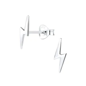 Ladies 925 Sterling Silver LIGHTNING BOLT Stud Earrings Thunder Bolt 3mm x 11mm - Picture 1 of 1