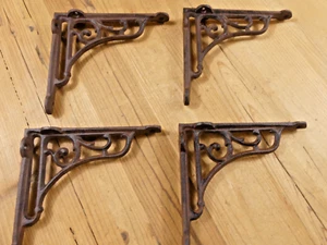 4 Antique Style Vine Shelf Brace Wall Bracket Cast Iron Corbel 6" X 6 1/2" Brace - Picture 1 of 11