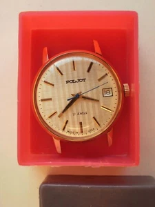Poljot men's russian new old stock mechanical gold plated vintage wrist watch - Picture 1 of 15