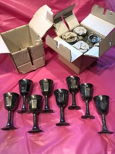 N 10 Vintage Italian Barware, Set Of 12 Small Metal Cordials Stamped Italy - Imagen 1 de 6
