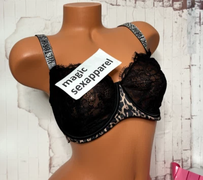 SUJETADOR VICTORIAS SCRET 38DD LOGO BRILLO CORREA CRISTAL ADORNADO MALVADO ENCAJE SATINADO Foto 1 de 3