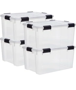 Iris Ohyama 50L Premium Box – 4er-Set, staubgeschützt, B Ware Brüche Am Deckel - Bild 1 von 3
