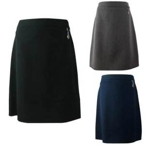 NEW Girls Plain Lycra Heart Attachment Elasticated Back Skirt School Uniform - Picture 1 of 8