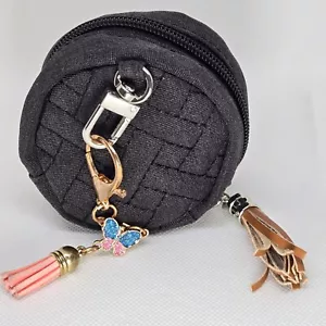 Babbleroo Pacifier Case Quilted Black w/ Butterfly Tassel & Clip Binky - Picture 1 of 4