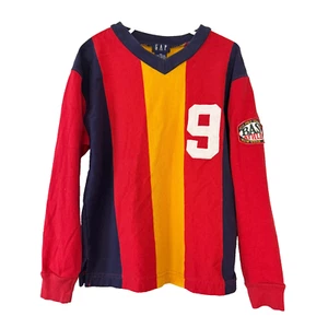 GAP Kids Rugby Long Sleeve Shirt Vertical Stripe V-neck Boys XS - No Collar #9 - Picture 1 of 6