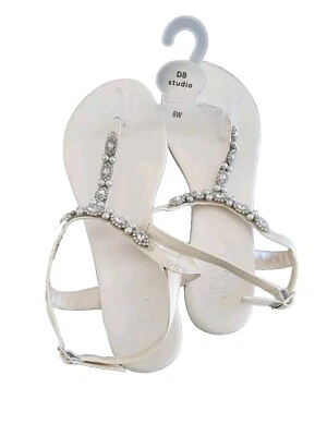 David's Bridal BRIDE SHOE Flip Flop Sandal IVORY Bling Sz8 NWT - Image 1 of 4