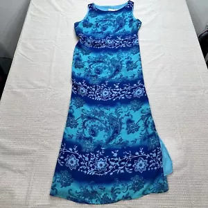 Kathie Lee Women’s Turquoise/Blue Crepe Chiffon Long Sleeveless Maxi Dress - L - Picture 1 of 10