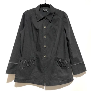 Chaqueta de mujer Free para mujer talla 14 AU gris oscuro elástica mezcla de viscosa abotonada - Imagen 1 de 9