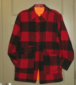 Woolrich Red Black Wool Plaid Blaze Orange Reversible Cargo Hunting Men's M H4 - Picture 1 of 9