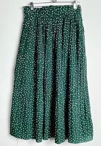 Exlura Pleated Swing High Waist Midi Polka Dot Dark Green Skirt Small BRAND NEW - Picture 1 of 3