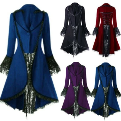 Brocade Coats Retro Gothic Punk Rave Long Dress Jacket Steampunk Victorian - Image 1 of 4