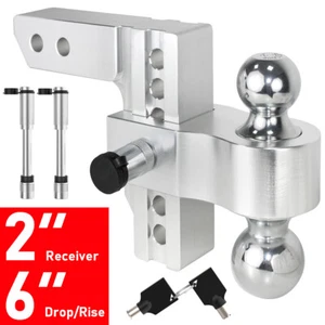 2" Receiver 6" Drop Adjustable Towing Hitch Double Ball Mount Trailer 12500lbs - Picture 1 of 10