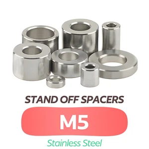 M5 Stainless Steel Spacer 8mm - 12mm OD Standoff Collar Stand Off Spacers Bush - Picture 1 of 7