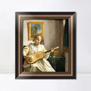 Gerahmtes Leinwandbild Giclée-Druck Gitarrist von Johannes Vermeer Wandbild - Bild 1 von 24