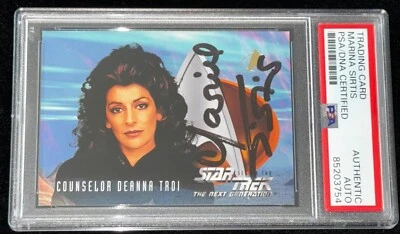 Marina Sirtis "Deanna Troi" 95 Skybox STAR TREK TNG Signed Autograph Card PSA RC - Image 1 of 3