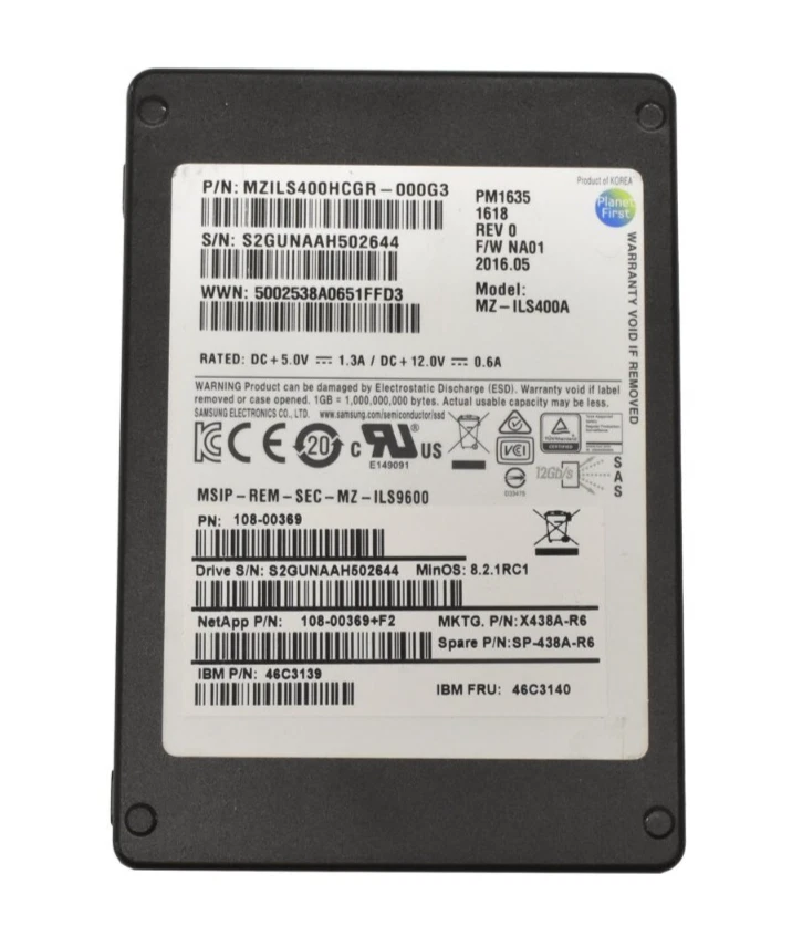 LOT OF 5 - Samsung/IBM OEM (MZ-ILS400A) 400GB SAS 3 2.5" SSDs - Image 1 of 1