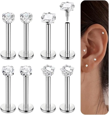 16G Labret in Acciaio Inossidabile, Piercing Trago Helix Labbro Conch Naso Orecc - Immagine 1 di 4