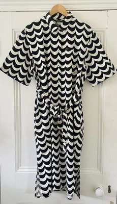 Uniqlo X Marimekko Women’s Black & White Short-Sleeved Linen Blend Dress M UK 12 - Image 1 of 4