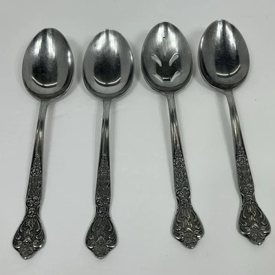 Cucharas para servir de acero inoxidable Versalles ranuradas MCM 8" MSI cubiertos Japón florales Foto 1 de 4